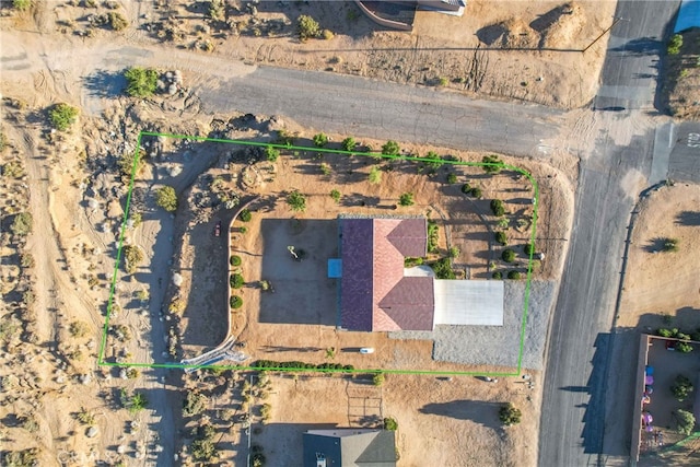 7765 Elwood St, Joshua Tree, CA 92252 - aerial overview of property's location with property parcel outlined