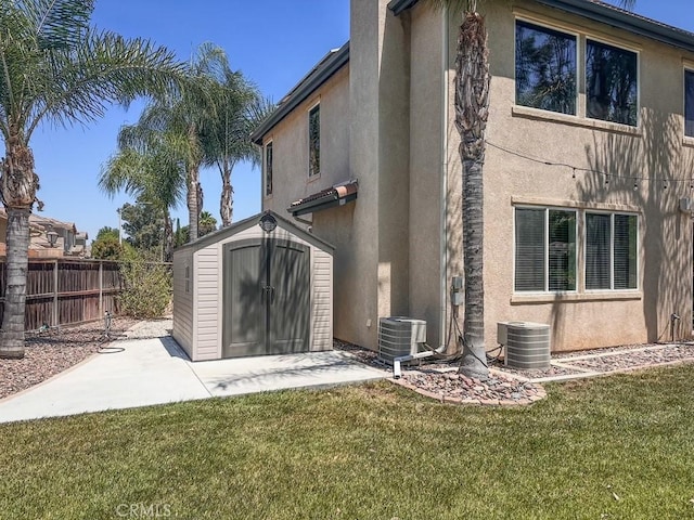 22760 Shadygrove Ct, Wildomar, CA 92595 - rear view of property with a shed, stucco siding, and a patio area