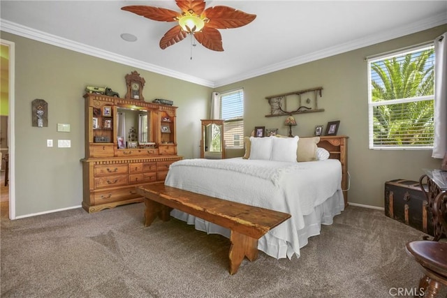 22760 Shadygrove Ct, Wildomar, CA 92595 - bedroom with carpet floors, ornamental molding, and ceiling fan