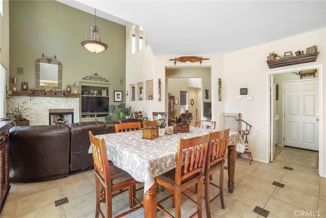 22760 Shadygrove Ct, Wildomar, CA 92595 - dining space featuring light tile patterned floors and a high ceiling