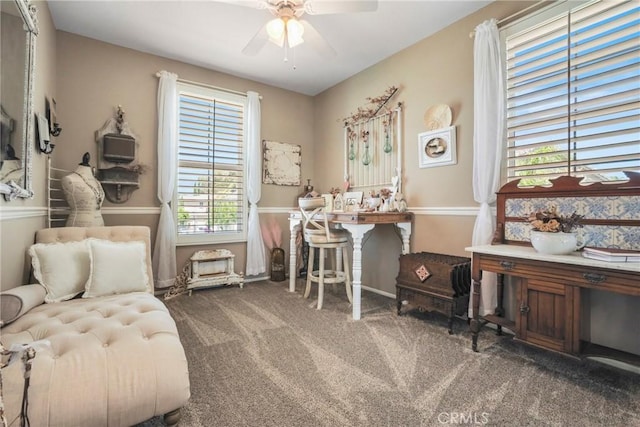 22760 Shadygrove Ct, Wildomar, CA 92595 - office featuring plenty of natural light, a ceiling fan, and carpet