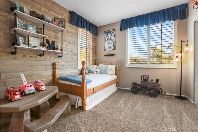 22760 Shadygrove Ct, Wildomar, CA 92595 - carpeted bedroom with wooden walls and multiple windows