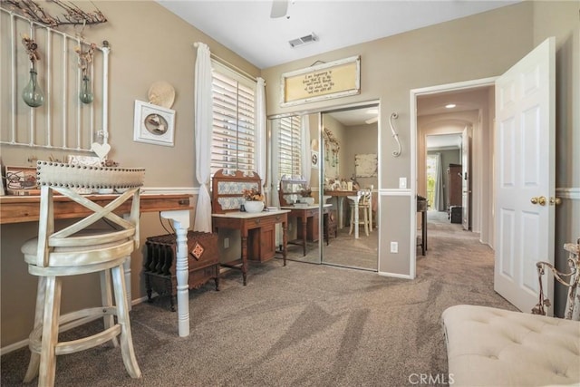 22760 Shadygrove Ct, Wildomar, CA 92595 - living area featuring carpet floors and a ceiling fan