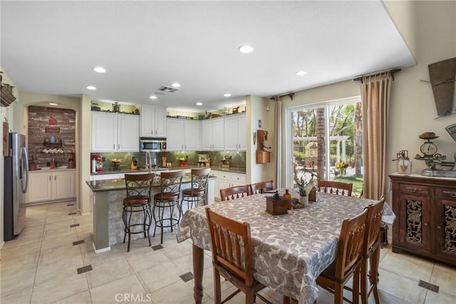 22760 Shadygrove Ct, Wildomar, CA 92595 - dining area featuring light tile patterned floors and recessed lighting
