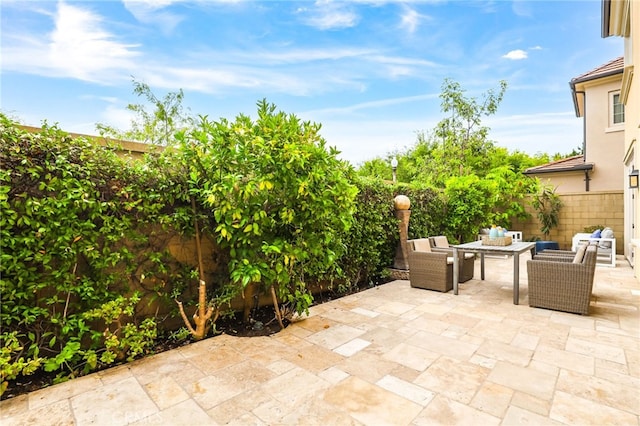 54 Sycamore Bnd, Irvine, CA 92620 - fenced backyard featuring an outdoor hangout area and a patio area