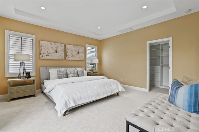 54 Sycamore Bnd, Irvine, CA 92620 - carpeted bedroom featuring a raised ceiling, recessed lighting, a spacious closet, and a closet