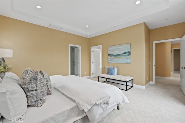 54 Sycamore Bnd, Irvine, CA 92620 - bedroom with light carpet, recessed lighting, and a raised ceiling