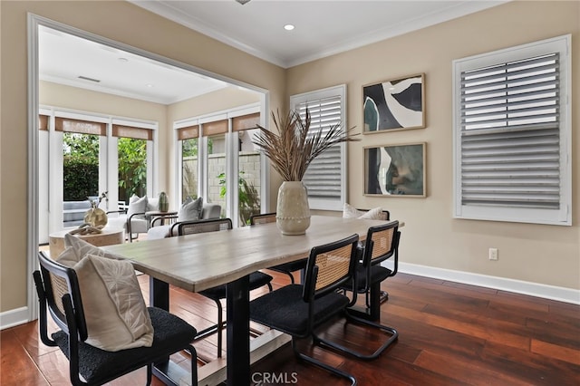 54 Sycamore Bnd, Irvine, CA 92620 - dining space with hardwood / wood-style floors, ornamental molding, and recessed lighting