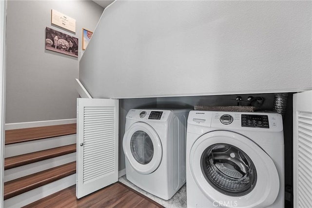 222 N Singingwood St Unit 9, Orange, CA 92869 - laundry room featuring separate washer and dryer and dark wood-style floors