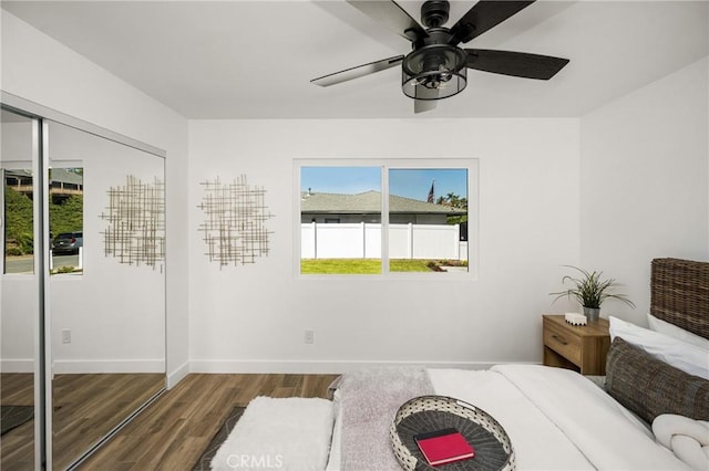 235 Via Ballena, San Clemente, CA 92672 - bedroom with wood finished floors, a closet, and ceiling fan