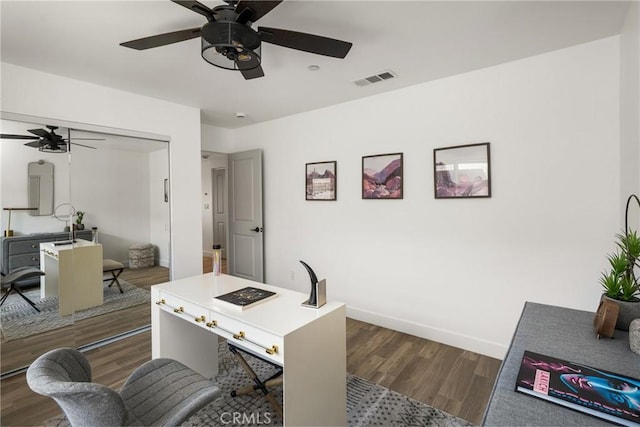 235 Via Ballena, San Clemente, CA 92672 - office space with ceiling fan and dark wood-style floors