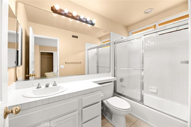 45422 Camino Monzon, Temecula, CA 92592 - full bath featuring vanity, bath / shower combo with glass door, and tile patterned flooring