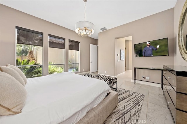 56720 Jack Nicklaus Blvd, La Quinta, CA 92253 - bedroom with a chandelier and baseboards