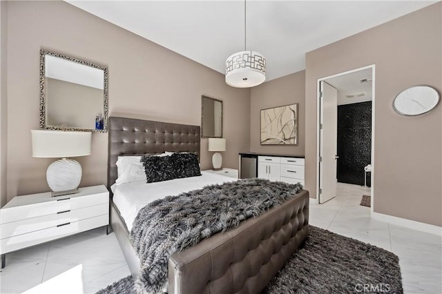 56720 Jack Nicklaus Blvd, La Quinta, CA 92253 - bedroom featuring light marble finish flooring and fridge