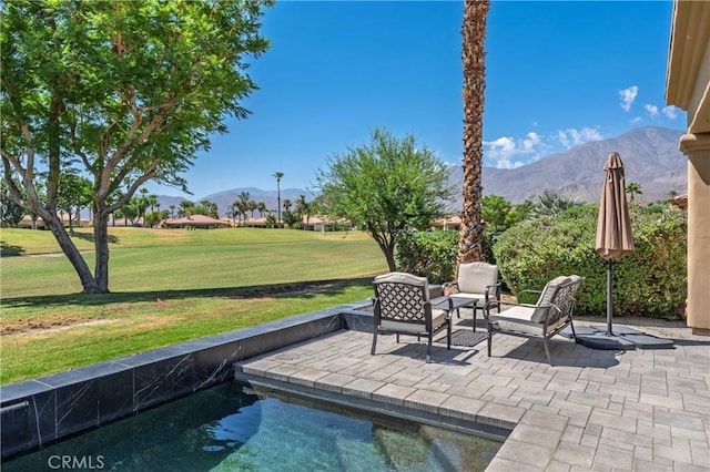 56720 Jack Nicklaus Blvd, La Quinta, CA 92253 - view of patio featuring a mountain view
