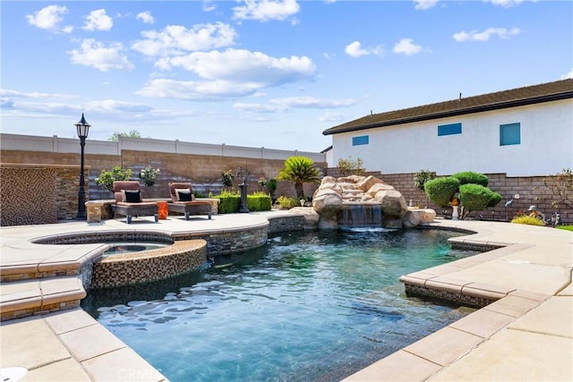 2571 Stetson Dr, Norco, CA 92860 - view of pool featuring a fenced backyard, a pool with connected hot tub, and a patio area