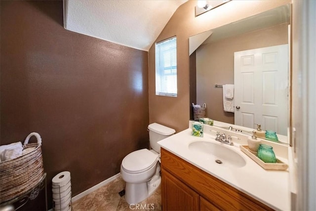 29767 Ascella Ln, Murrieta, CA 92563 - bathroom with lofted ceiling, vanity, and tile patterned floors