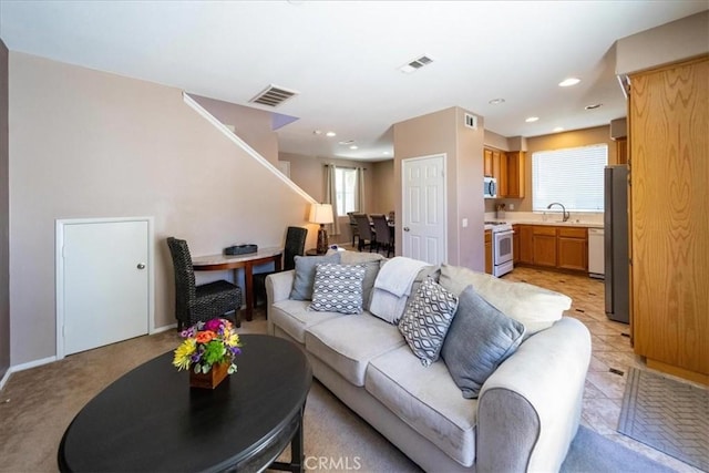 29767 Ascella Ln, Murrieta, CA 92563 - living room featuring stairway and recessed lighting