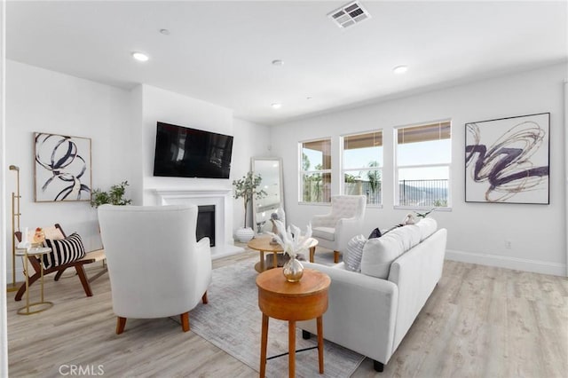 4062 Tamarind Rdg, Lake Elsinore, CA 92530 - living room with light wood finished floors, a fireplace with raised hearth, and recessed lighting