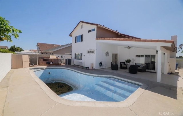 19912 Claretta Ave, Cerritos, CA 90703 - view of swimming pool with a patio, ceiling fan, and an outdoor hangout area