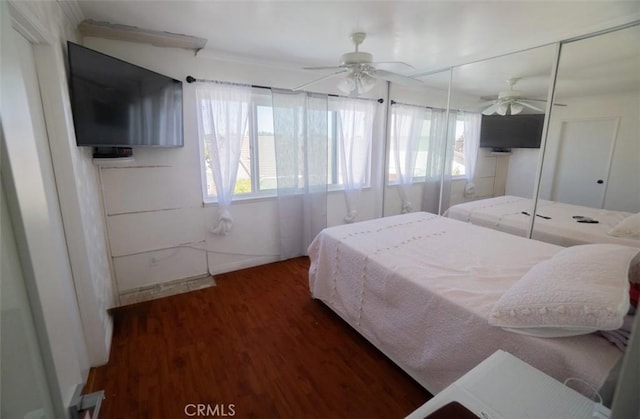 19912 Claretta Ave, Cerritos, CA 90703 - bedroom with wood finished floors, ceiling fan, and a closet