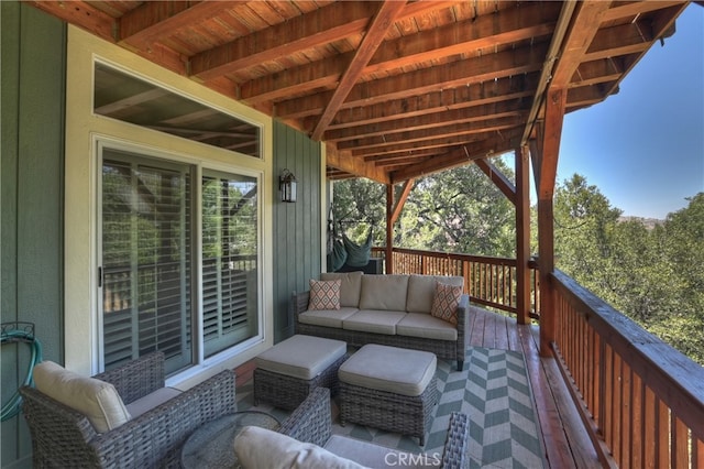 1179 Aleutian Dr, Lake Arrowhead, CA 92352 - wooden deck featuring outdoor lounge area
