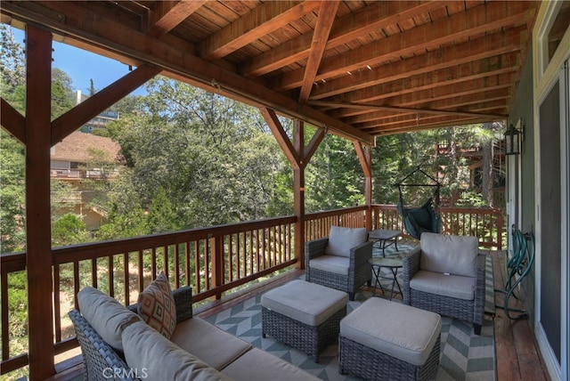 1179 Aleutian Dr, Lake Arrowhead, CA 92352 - wooden terrace featuring an outdoor living space