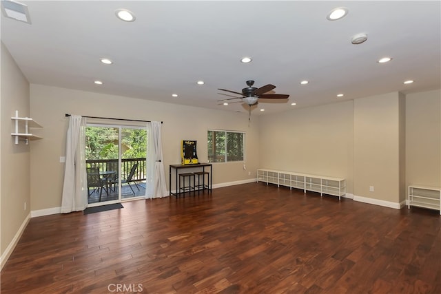 1179 Aleutian Dr, Lake Arrowhead, CA 92352 - empty room featuring recessed lighting, wood finished floors, and a ceiling fan