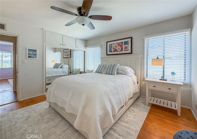 10424 Gloria Ave, Granada Hills, CA 91344 - bedroom featuring light wood finished floors, a closet, and ceiling fan
