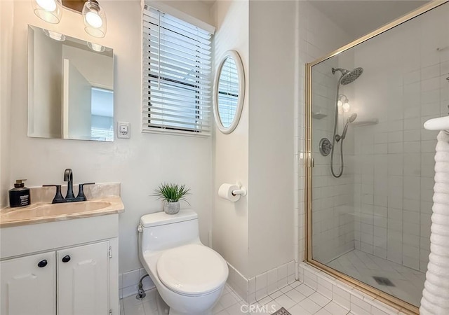 10424 Gloria Ave, Granada Hills, CA 91344 - bathroom featuring a stall shower, vanity, and tile patterned flooring