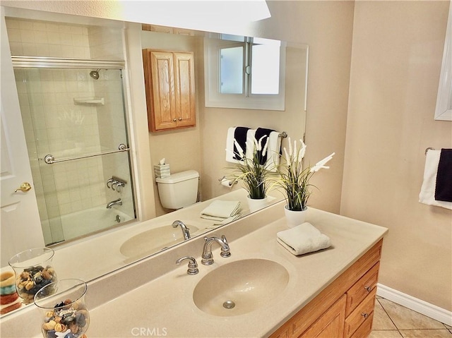 2524 Littleton Pl, Costa Mesa, CA 92626 - bathroom with vanity, tile patterned flooring, and shower / bath combination with glass door