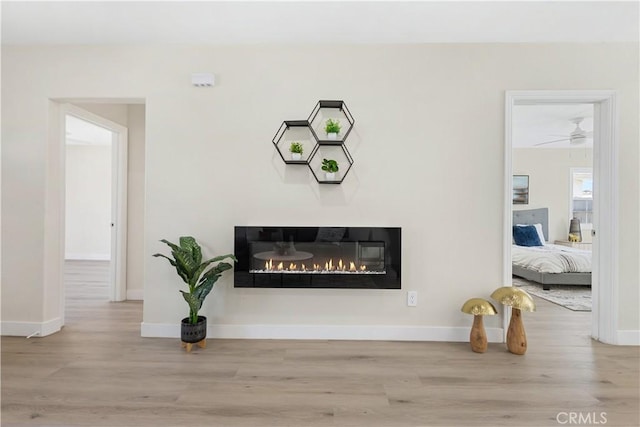3876 Olmsted Ave, Los Angeles, CA 90008 - detailed view of a glass covered fireplace and wood finished floors