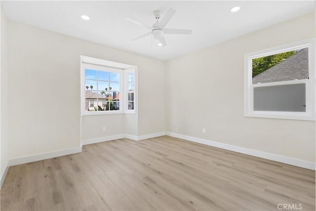 3876 Olmsted Ave, Los Angeles, CA 90008 - unfurnished room featuring wood finished floors, recessed lighting, and ceiling fan
