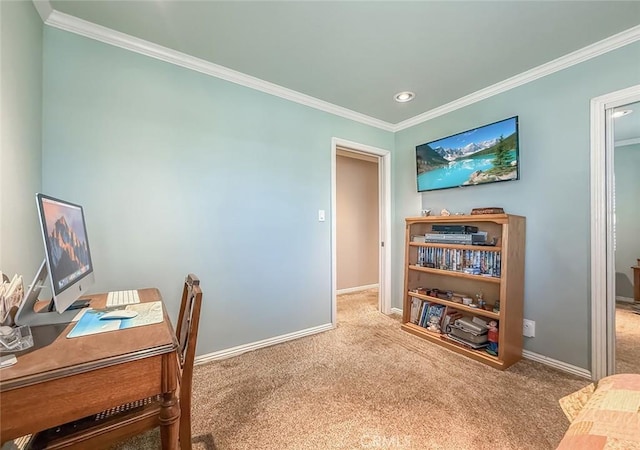 17213 Horace St, Granada Hills, CA 91344 - carpeted office featuring ornamental molding and recessed lighting