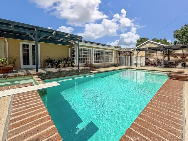 17213 Horace St, Granada Hills, CA 91344 - view of pool with french doors and a patio