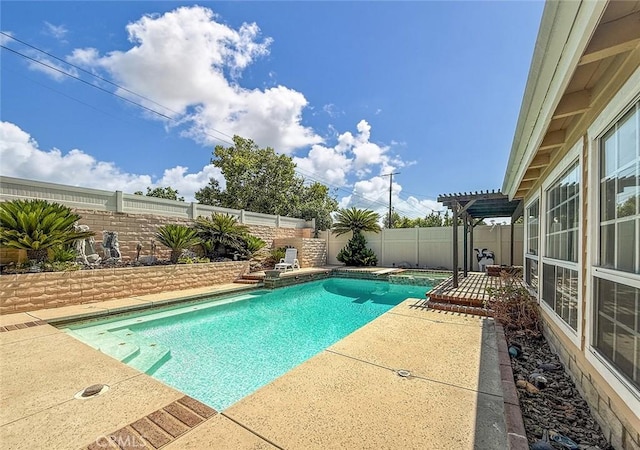 17213 Horace St, Granada Hills, CA 91344 - view of swimming pool featuring a patio, a fenced backyard, and a pool with connected hot tub
