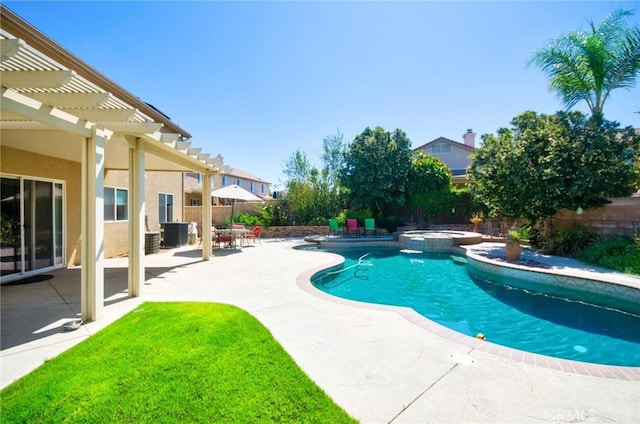 13637 Aspen Leaf Ln, Eastvale, CA 92880 - view of pool featuring a pergola, a patio area, and a fenced backyard