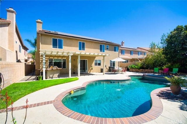 13637 Aspen Leaf Ln, Eastvale, CA 92880 - view of swimming pool featuring a patio area, a fenced backyard, and a pergola