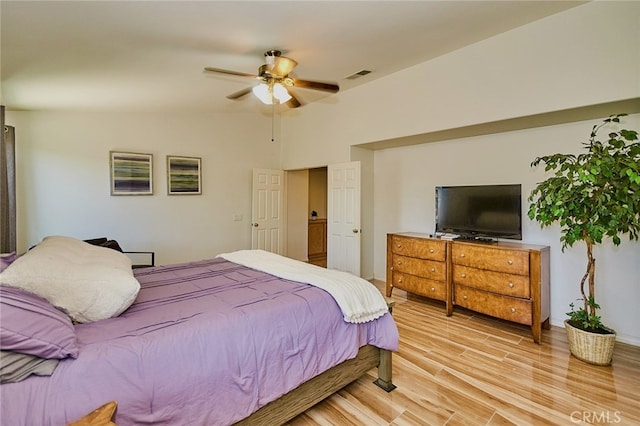 13637 Aspen Leaf Ln, Eastvale, CA 92880 - bedroom with light wood finished floors and ceiling fan