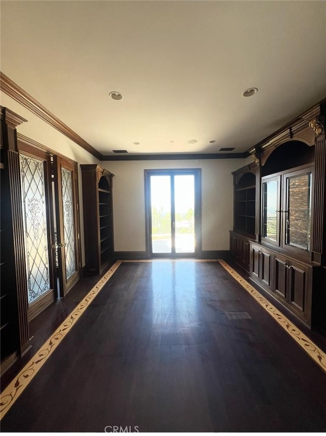 119 Furlong Ln, Bradbury, CA 91008 - spare room with wood finished floors, french doors, crown molding, and recessed lighting
