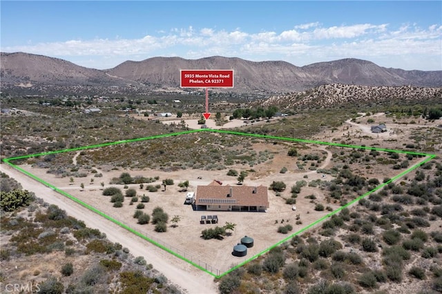 5935 Monte Vista Rd, Phelan, CA 92371 - view of rural area with a mountain backdrop and property parcel outlined