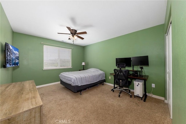 5935 Monte Vista Rd, Phelan, CA 92371 - carpeted bedroom featuring baseboards and a ceiling fan