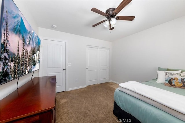 5935 Monte Vista Rd, Phelan, CA 92371 - carpeted bedroom featuring a closet and ceiling fan