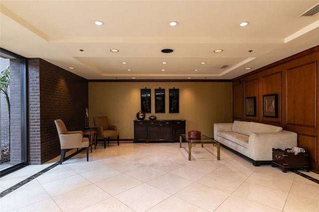 222 Monterey Rd Unit 1205, Glendale, CA 91206 - living room with a raised ceiling, light tile patterned flooring, and recessed lighting