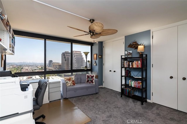 222 Monterey Rd Unit 1205, Glendale, CA 91206 - office space featuring carpet flooring, ceiling fan, and a city view