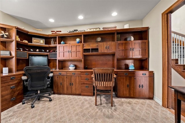 20072 Mural Cir, Huntington Beach, CA 92646 - office space with light colored carpet, built in study area, and recessed lighting