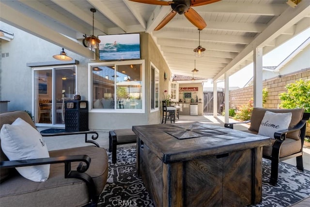 20072 Mural Cir, Huntington Beach, CA 92646 - view of patio / terrace with ceiling fan