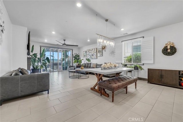 40569 Koa Ct, Temecula, CA 92591 - dining space with recessed lighting and ceiling fan