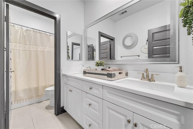 40569 Koa Ct, Temecula, CA 92591 - bathroom with double vanity, tile patterned floors, and shower / bath combination with curtain