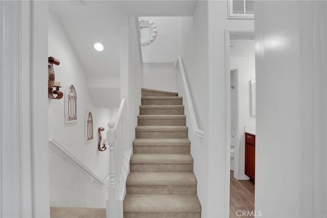 1405 Santa Victoria Rd Unit 2, Chula Vista, CA 91913 - stairs with wood finished floors and recessed lighting